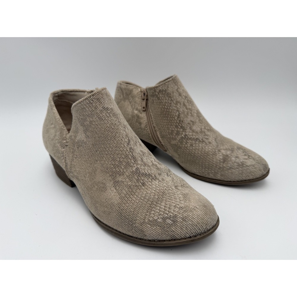 SO Size 6M Used Snake Print Ankle Boots Womens Astonishing Cream Almond Toe Boot